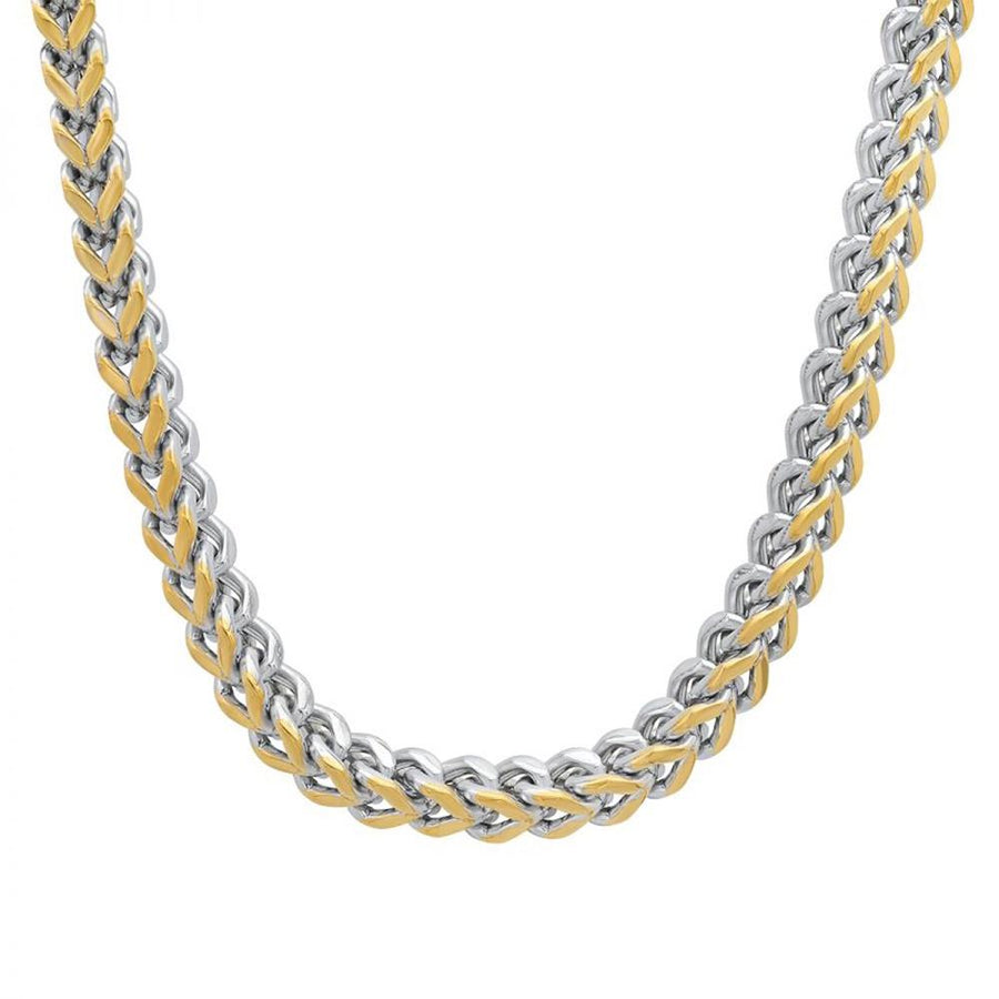 Stainless Steel Two Tone Franco Chain Men's Necklace. 24"