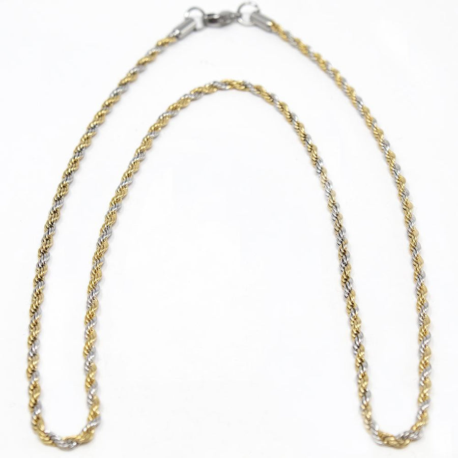 Stainless Steel Two Tone Rope Chain 3MM - Mimmic Fashion Jewelry