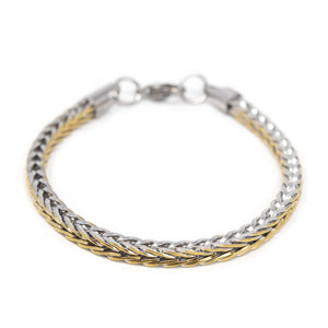Stainless Steel Two Tone Square Foxtail Chain Bracelet - Mimmic Fashion Jewelry