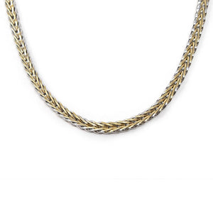 Stainless Steel Two Tone Square Foxtail Chain Necklace - Mimmic Fashion Jewelry