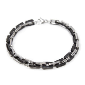 Stainless Steel Two Tone Square Link Bracelet - Mimmic Fashion Jewelry