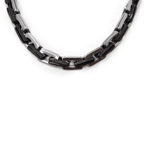 Stainless Steel Two Tone Square Link Chain Necklace - Mimmic Fashion Jewelry