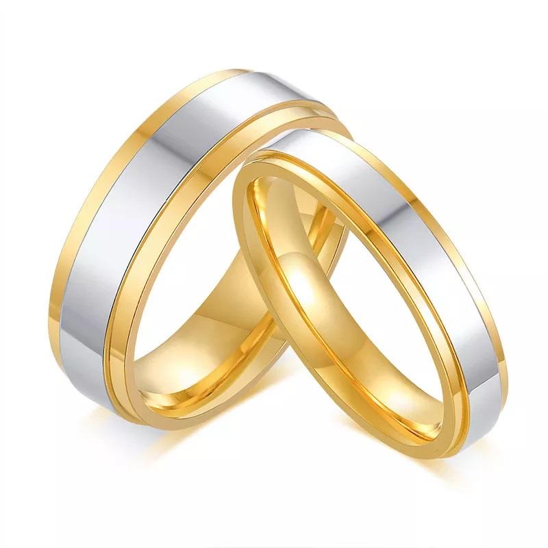 Stainless Steel Two Tone Wedding Band - W