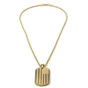 Stainless Steel USA Flag Tag Pendant Necklace 24 Inch - Mimmic Fashion Jewelry