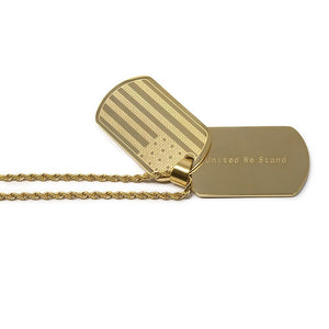 Stainless Steel USA Flag Tag Pendant Necklace 24 Inch - Mimmic Fashion Jewelry
