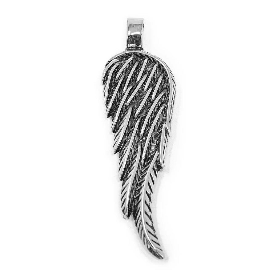 Stainless Steel Wing Pendant Antique Silver - Mimmic Fashion Jewelry