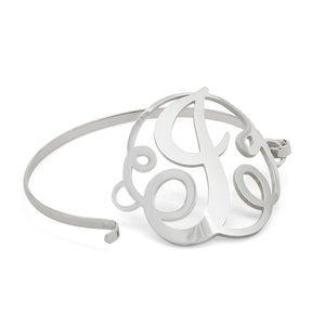 Stainless Steel Wire Bracelet Initital - J - Mimmic Fashion Jewelry