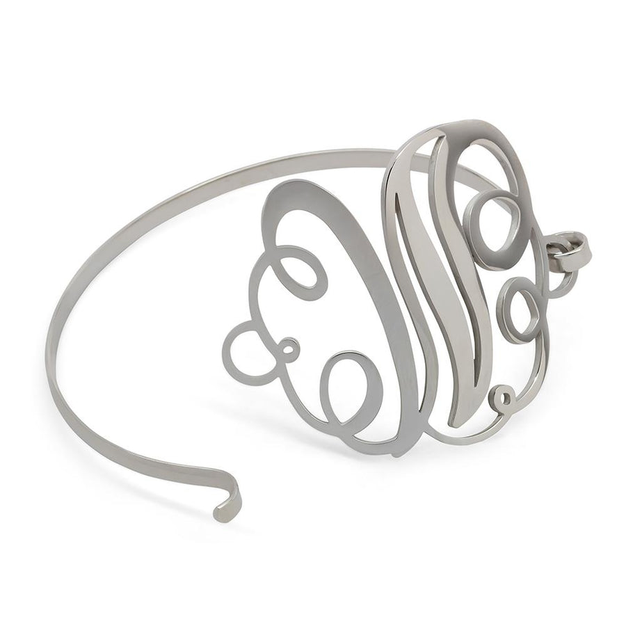 Stainless Steel Wire Bracelet Initital - W - Mimmic Fashion Jewelry