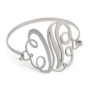 Stainless Steel Wire Bracelet Initital - W - Mimmic Fashion Jewelry