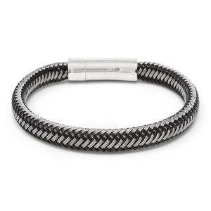 Stainless St. Woven Wire Bracelet Black/Grey - Mimmic Fashion Jewelry