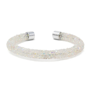 Stainless Steel Wrapped Crystals Bracelet White - Mimmic Fashion Jewelry