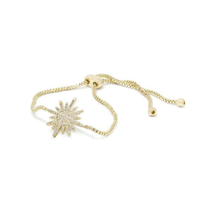 Star Bright Slide Bracelet CZ Pave Gold Tone - Mimmic Fashion Jewelry