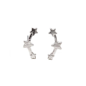 Stars Ear Climber Earrings Silver Tone - Mimmic Fashion Jewelry
