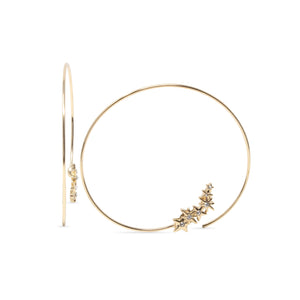 Stars Pull Through Hoop Earrings Gold Tone - Mimmic Fashion Jewelry
