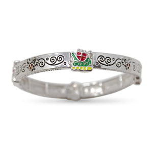 Stretch Bracelet Christmas Theme Silver Tone - Mimmic Fashion Jewelry
