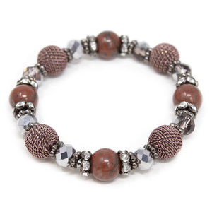 Stretch Semi-Precious Beaded Bracelet Coral - Mimmic Fashion Jewelry