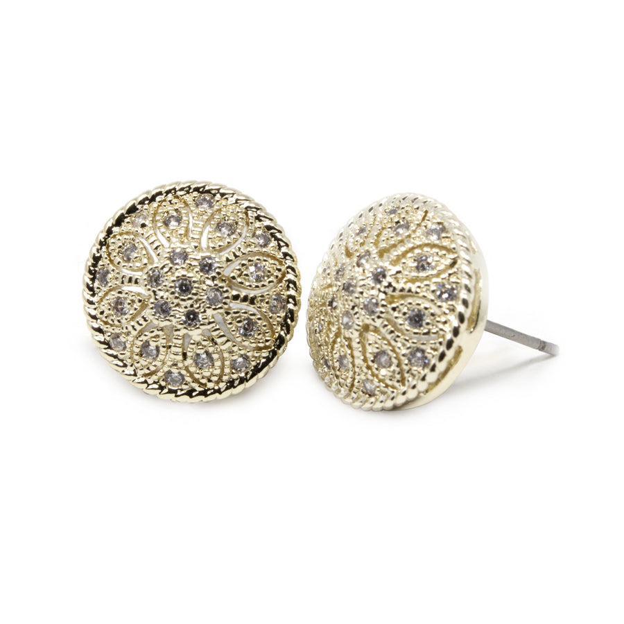 Stud Earrings Round Flower Pattern - Mimmic Fashion Jewelry