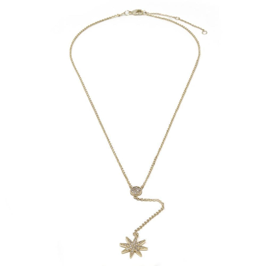 Stylish CZ Star Rosary Necklace Gold Plated - Mimmic Fashion Jewelry