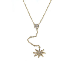 Stylish CZ Star Rosary Necklace Gold Plated - Mimmic Fashion Jewelry