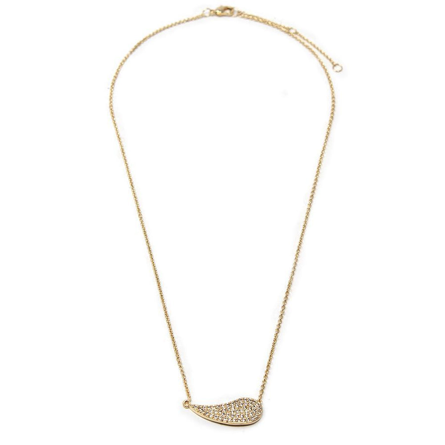 Stylish CZ Teardrop Bar Necklace Gold Plated - Mimmic Fashion Jewelry