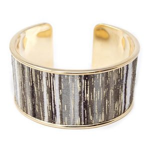 Suede Striped Cuff Bracelet Gray - Mimmic Fashion Jewelry