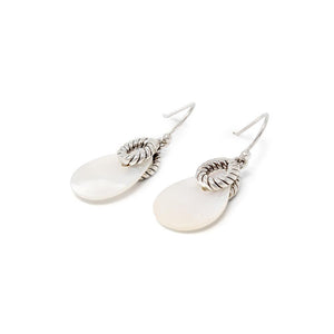 Tear Drop Mother of Pearl Earrings Silver Tone - Mimmic Fashion Jewelry