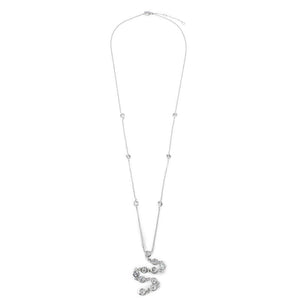 Ten Round CZ Drop Necklace Rhodium Plated - Mimmic Fashion Jewelry