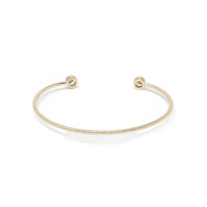 Thin Bangle Gold Plated with Two CZs - Mimmic Fashion Jewelry