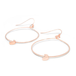 Thin Brass Hoop Crescent Rose Gold Plated - Mimmic Fashion Jewelry