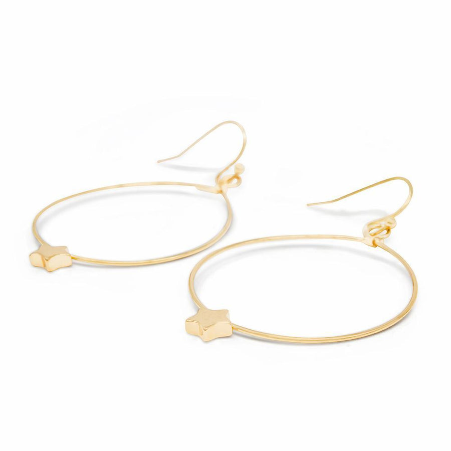 Thin Brass Hoop Star Gold Plated - Mimmic Fashion Jewelry