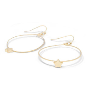 Thin Brass Hoop Star Gold Plated - Mimmic Fashion Jewelry