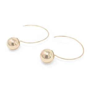 Thin C Hoop with Ball Gold Pl - Mimmic Fashion Jewelry
