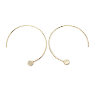Thin C Hoop with Disc Gold Plated - Mimmic Fashion Jewelry