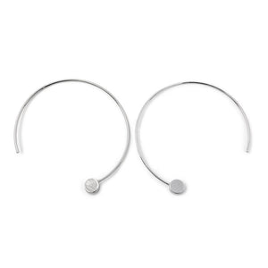 Thin C Hoop with Disc Rhodium Plated - Mimmic Fashion Jewelry