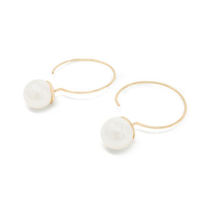 Thin C Hoop with Pearl Gold Plated - Mimmic Fashion Jewelry
