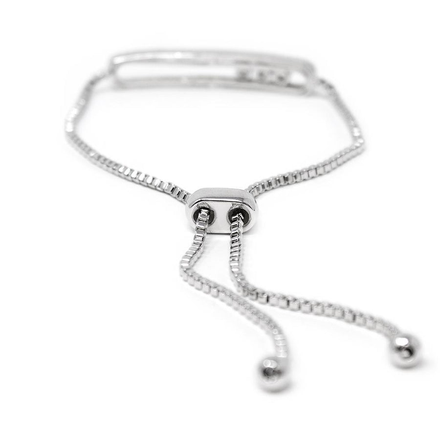 Three CZ Sliding Adjustable Bracelet Rhodium Plated - Mimmic Fashion Jewelry