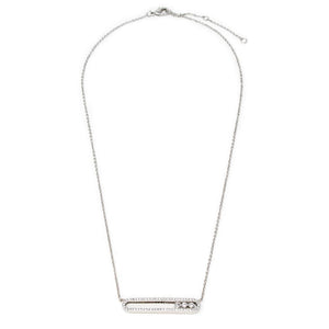 Three CZ Sliding Necklace Rhodium Plated - Mimmic Fashion Jewelry