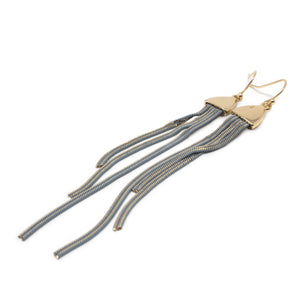 Three Layer Liquid Metal Drop Earrings Gold/Grey - Mimmic Fashion Jewelry