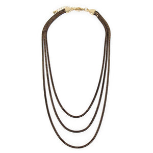 Three Layer Liquid Metal Necklace Gold/Black - Mimmic Fashion Jewelry