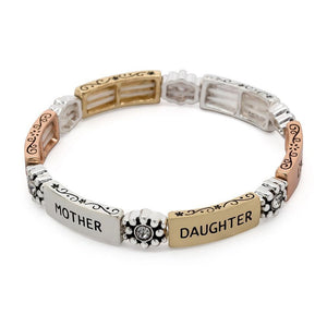 3 Tone Mother Daughter Stretch Bracelet - Mimmic Fashion Jewelry