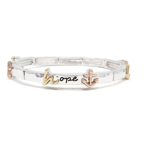 3 Tone Stretch Bracelet Faith Hope Love - Mimmic Fashion Jewelry