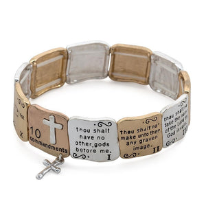 3Tone 10 Commandment Link Bracelet - Mimmic Fashion Jewelry