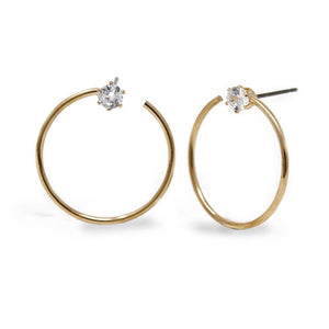 Tiny CZ Hoop Stud Earrings Gold Tone - Mimmic Fashion Jewelry