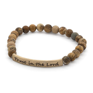 Trust in the Lord Stretch Bracelet Brown Gold - Mimmic Fashion Jewelry