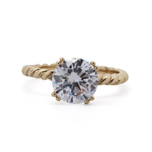 Twisted Cable Solitaire Ring w/ CZ Gold Tone - Mimmic Fashion Jewelry