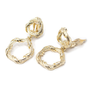Twisted Open Circle Clip On Gold Tone Earrings - Mimmic Fashion Jewelry