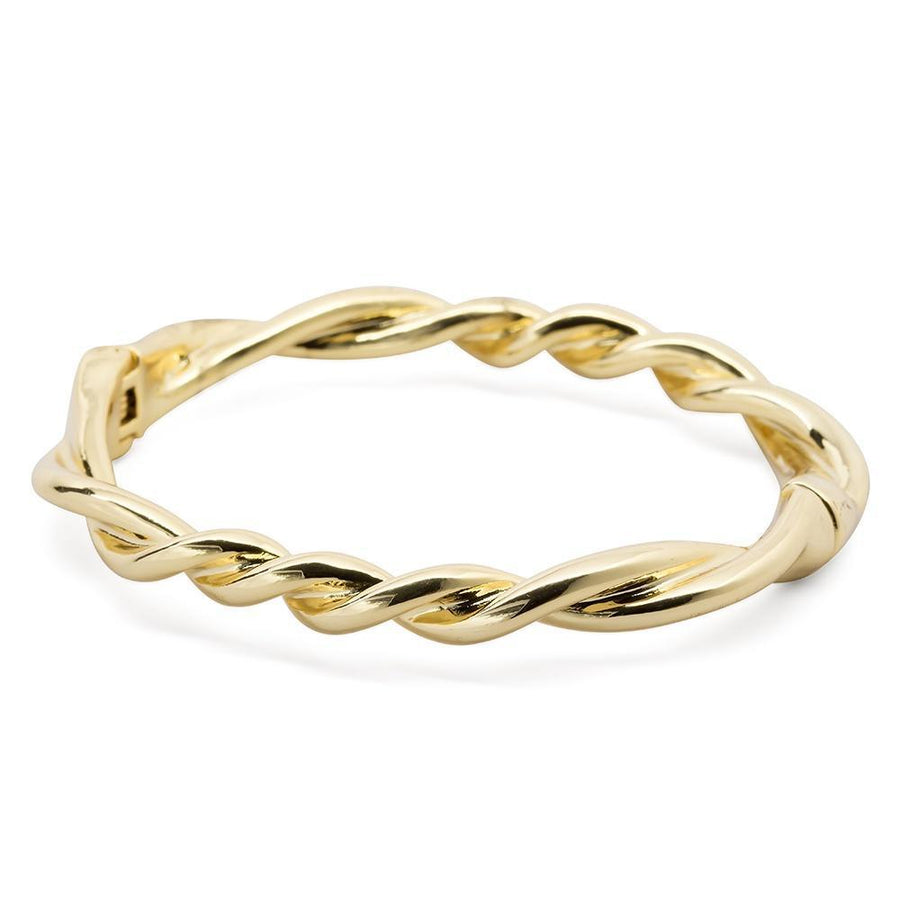 2 Strings Twisted Bangle Gold Pl - Mimmic Fashion Jewelry