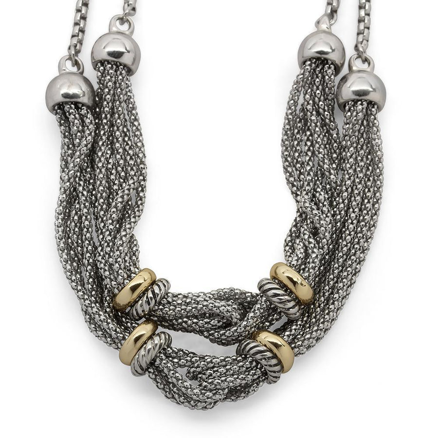 2Tone 36 inch Multi Chain Station Neck - Mimmic Fashion Jewelry