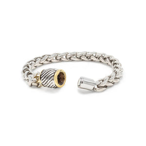 Two Tone Bracelet with Stripe Magnetic Clasp - Mimmic Fashion Jewelry