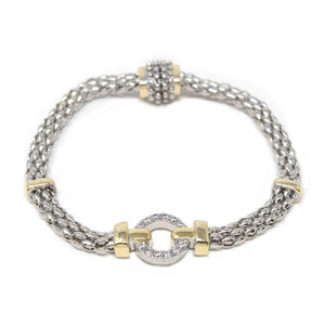 Two Tone CZ Open Circle Bracelet - Mimmic Fashion Jewelry
